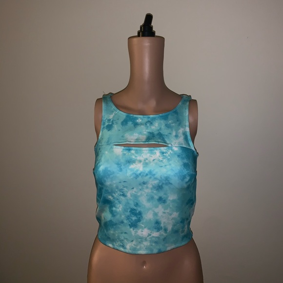 Decree Tops - decree green & blue top size XS